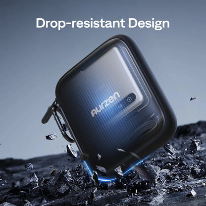 Black case with 'Aurzen' branding on a rocky surface with text 'Drop-resistant Design'.