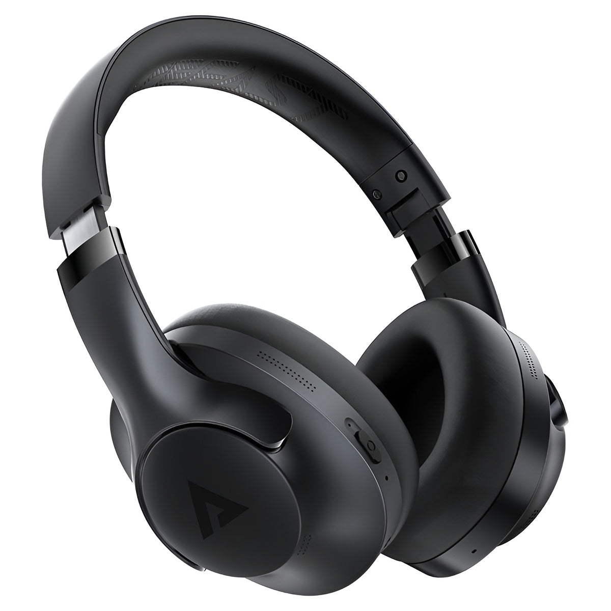 Black over-ear headphones on a white background