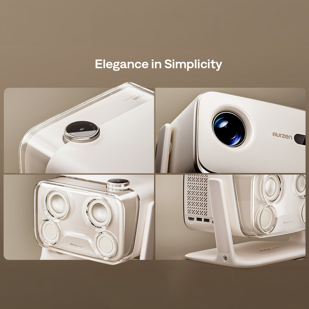 Aurzen Boom Mini Smart Projector (1080p Full HD, 500 ANSI Lumens, Google TV)
