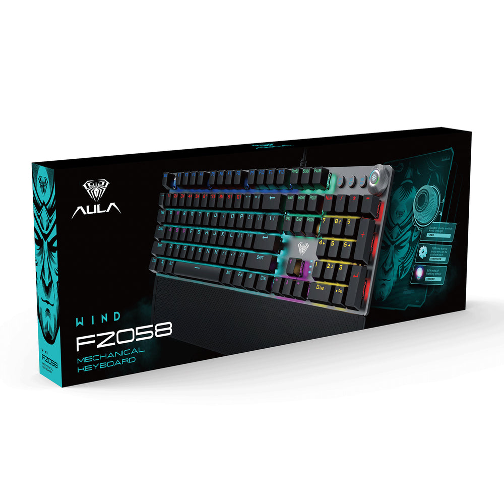 Aula Wind F2058 mechanical keyboard packaging on a white background
