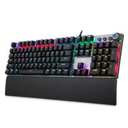 Mechanical keyboard with RGB lighting on a white background