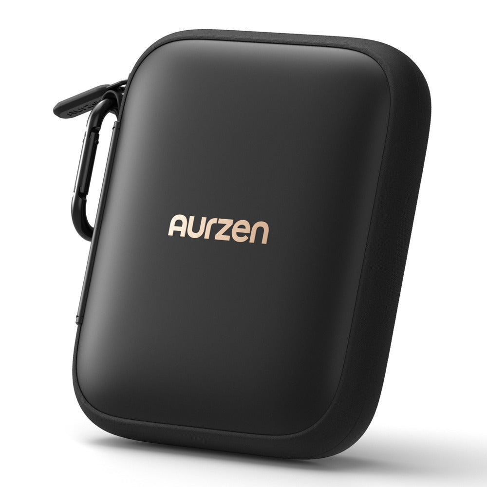 Black hard-shell carrying case with 'Aurzen' branding on a white background