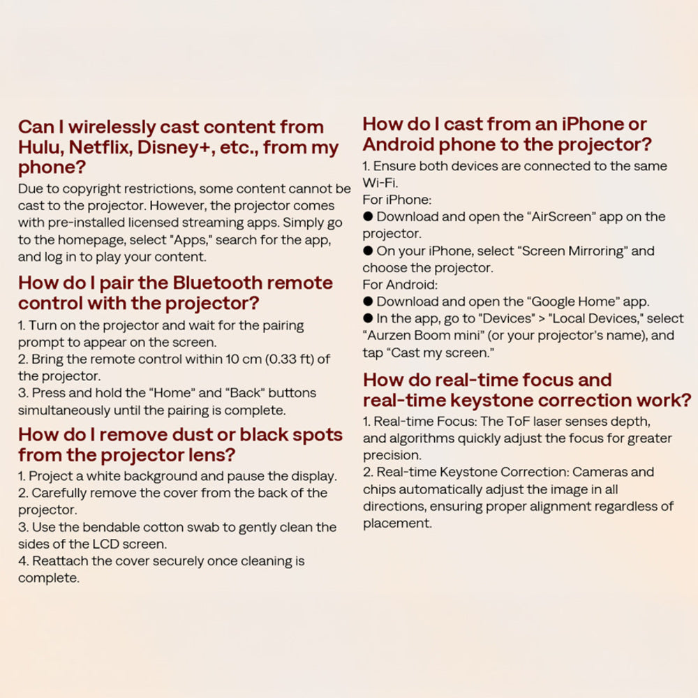 Aurzen Boom Mini Smart Projector (1080p Full HD, 500 ANSI Lumens, Google TV)