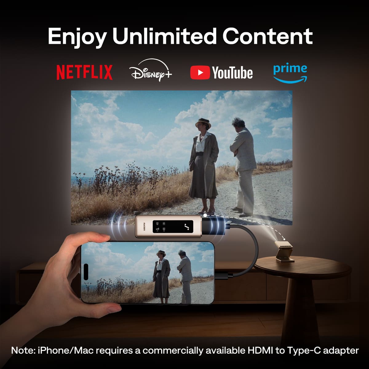 Aurzen CastPlay Wireless HDMI Dongle (1080P @ 60Hz, 4K Decoding, DRM Streaming)