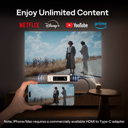 Aurzen CastPlay Wireless HDMI Dongle (1080P @ 60Hz, 4K Decoding, DRM Streaming)