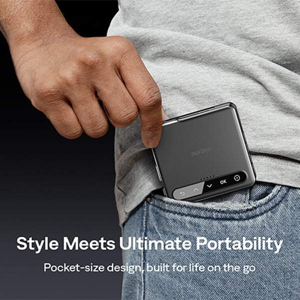 Aurzen ZIP Tri‑Fold Portable Projector (720p HD, AirLink, 1.5H Battery)