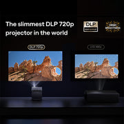 Aurzen ZIP Tri‑Fold Portable Projector (720p HD, AirLink, 1.5H Battery)
