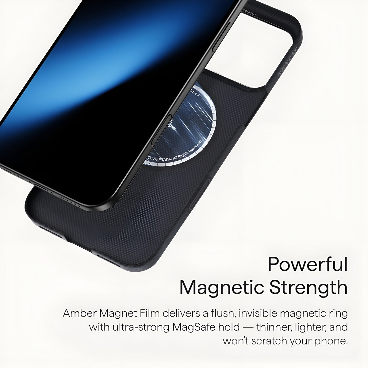 PITAKA Ultra‑Slim Aramid Fibre Case for iPhone 17 Pro Max Phone case with magnetic film on a white background