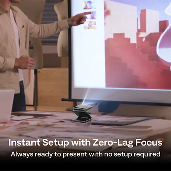 Aurzen ZIP Tri‑Fold Portable Projector (720p HD, AirLink, 1.5H Battery)