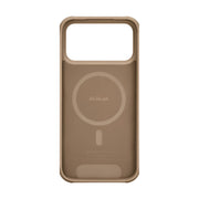 PITAKA ProGaurd Aramid Fibre Case for iPhone 17 Pro Max Brown phone case with wireless charging pad on a white background