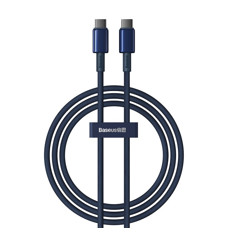 Baseus Tungsten Gold Fast Charging Data Cable Type C to Type C 100W on white background