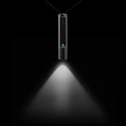 HOTO Flashlight Fit 280 Lumens Rechargeable Torch Black flashlight with a green light on a black background