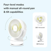 Jisulife Life1 Plus Clip Fan Rechargeable Portable 4000mAh with four level modes with manual all round pan and tilt