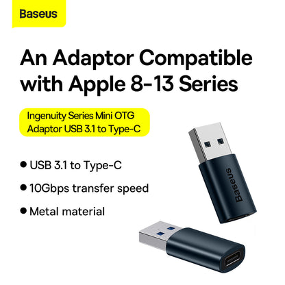 Baseus Ingenuity Series Mini OTG Adaptor USB 3.1 to Type C Blue