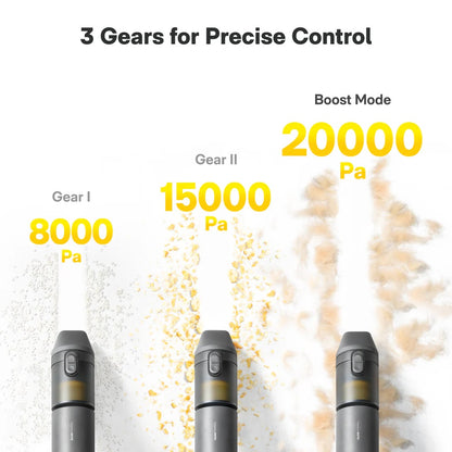 Three vacuum cleaner nozzles with labeled airflow values on a white background