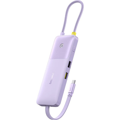 Baseus Dual Fast Charging 6-in-1 HUB Purple On White Background