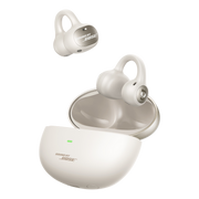 Bose wireless earbuds with charging case on a white background
