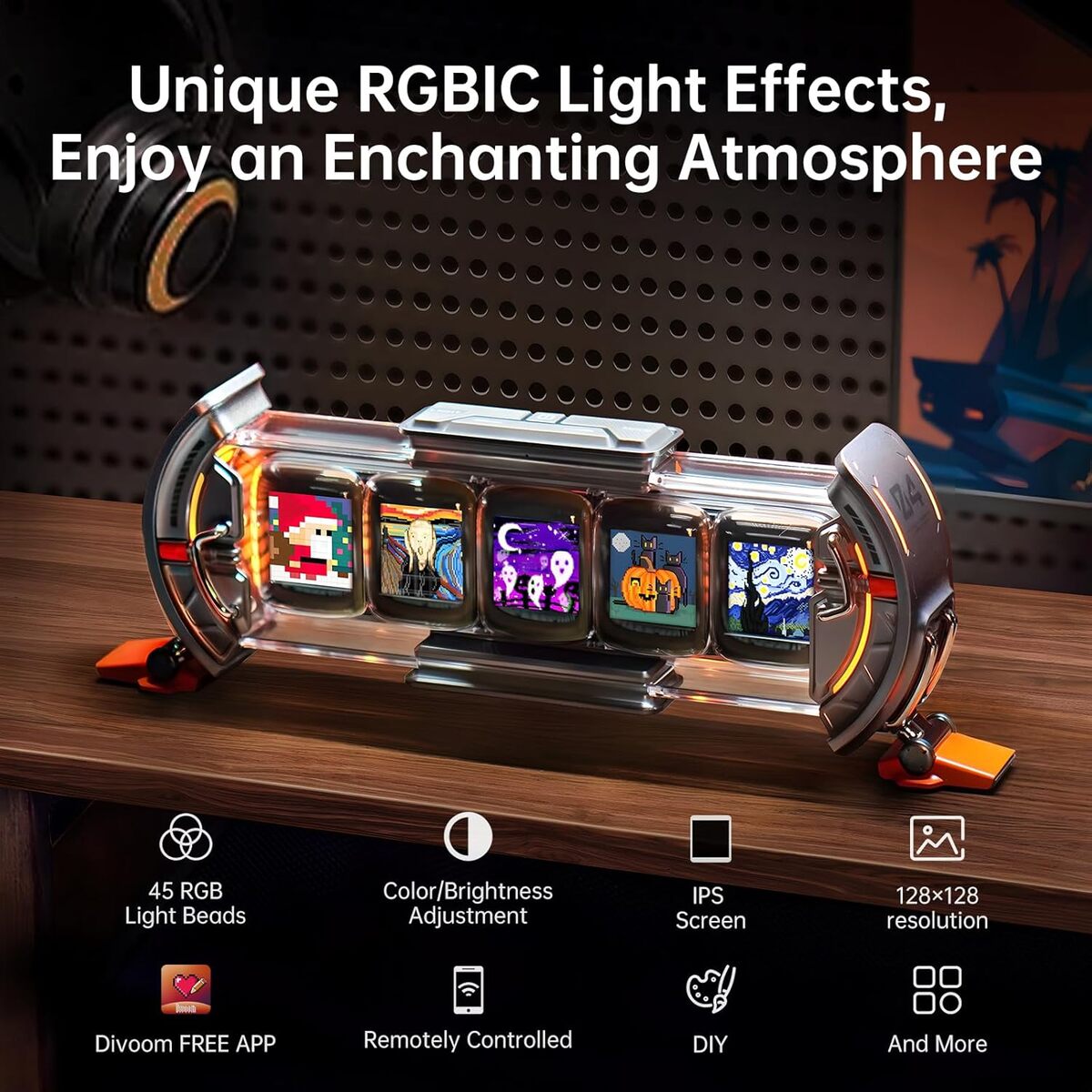 Divoom Times Gate 5‑Screen Smart Pixel Display (Wi‑Fi, RGB, Live Data Tracker)