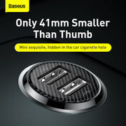 Baseus Grain Pro Series Smart Fast Charge Dual USB 4.8A 12V-24V Car Charger Black