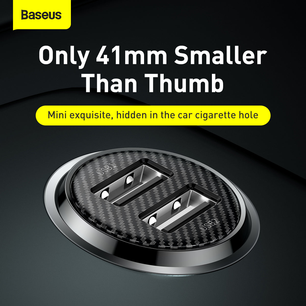Baseus Grain Pro Series Smart Fast Charge Dual USB 4.8A 12V-24V Car Charger Black