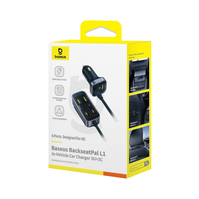 Baseus BackseatPal L1 in-vehicle car charger packaging on a white background