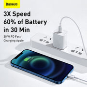 Baseus Superior Series Fast Charging Data Cable Type C to iOS PD 20W 1.5M White