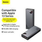 Baseus Adaman Series Laptop Power Bank 65W 20000mAh Baseus power bank with digital display on a white background
