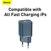 Baseus Super Si 20W Quick Charger + Type-C to iOS Cable (Blue)