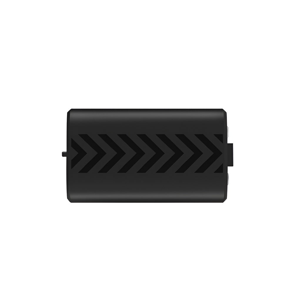 Black rectangular device with arrow patterns on a white background