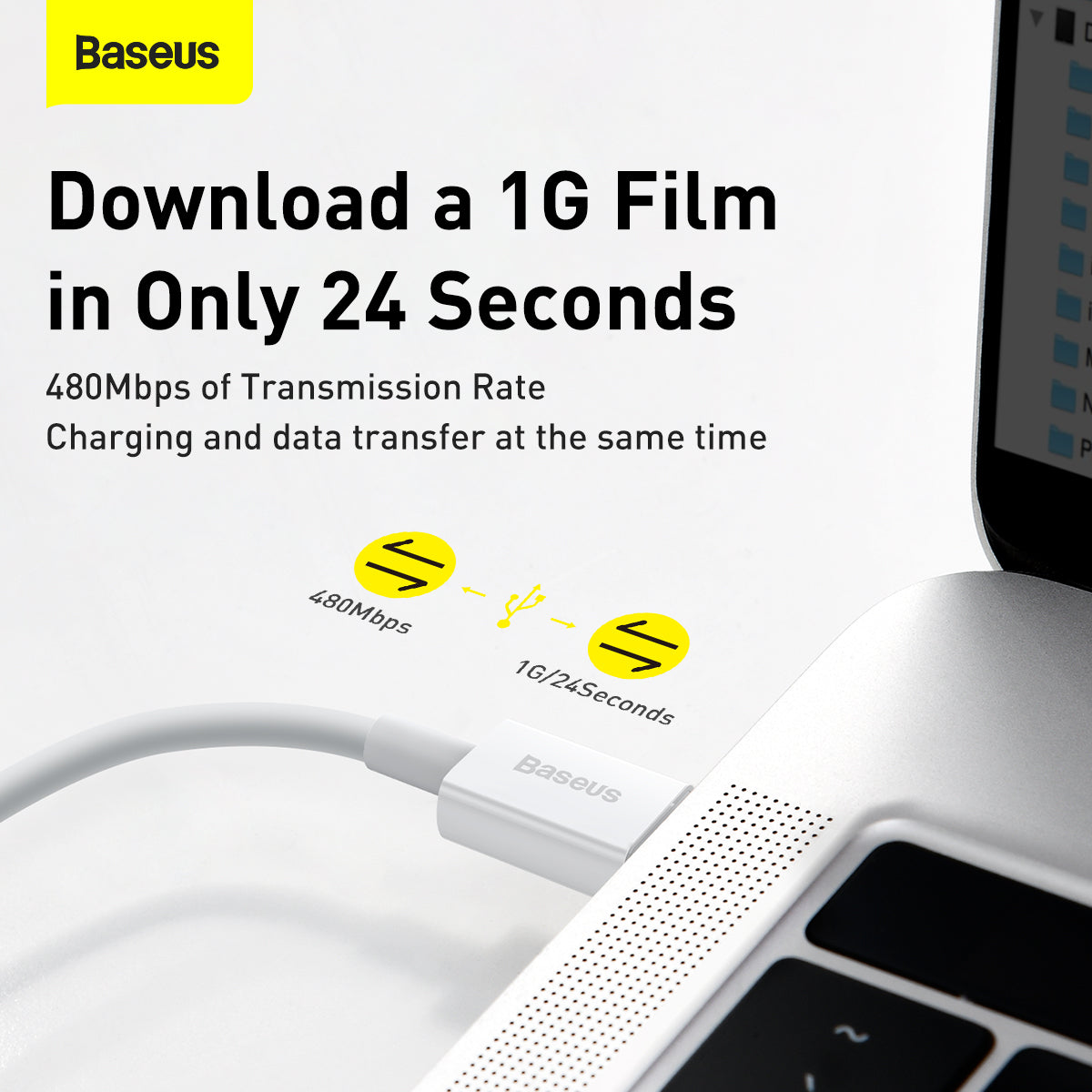 Baseus Superior Series Fast Charging Data Cable Type C to iOS PD 20W 1.5M White