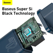 Baseus Super Si 20W Quick Charger + Type-C to iOS Cable (Blue)