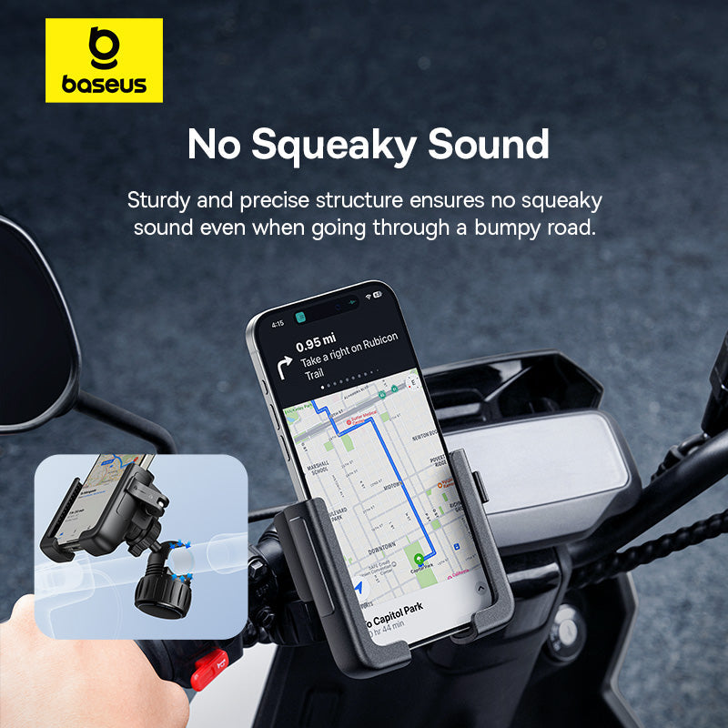Baseus GoTrip Series The mount is equipped with rubber pads that safeguard your phone against scratches and minimize vibrations, ensuring a smooth and secure ride.