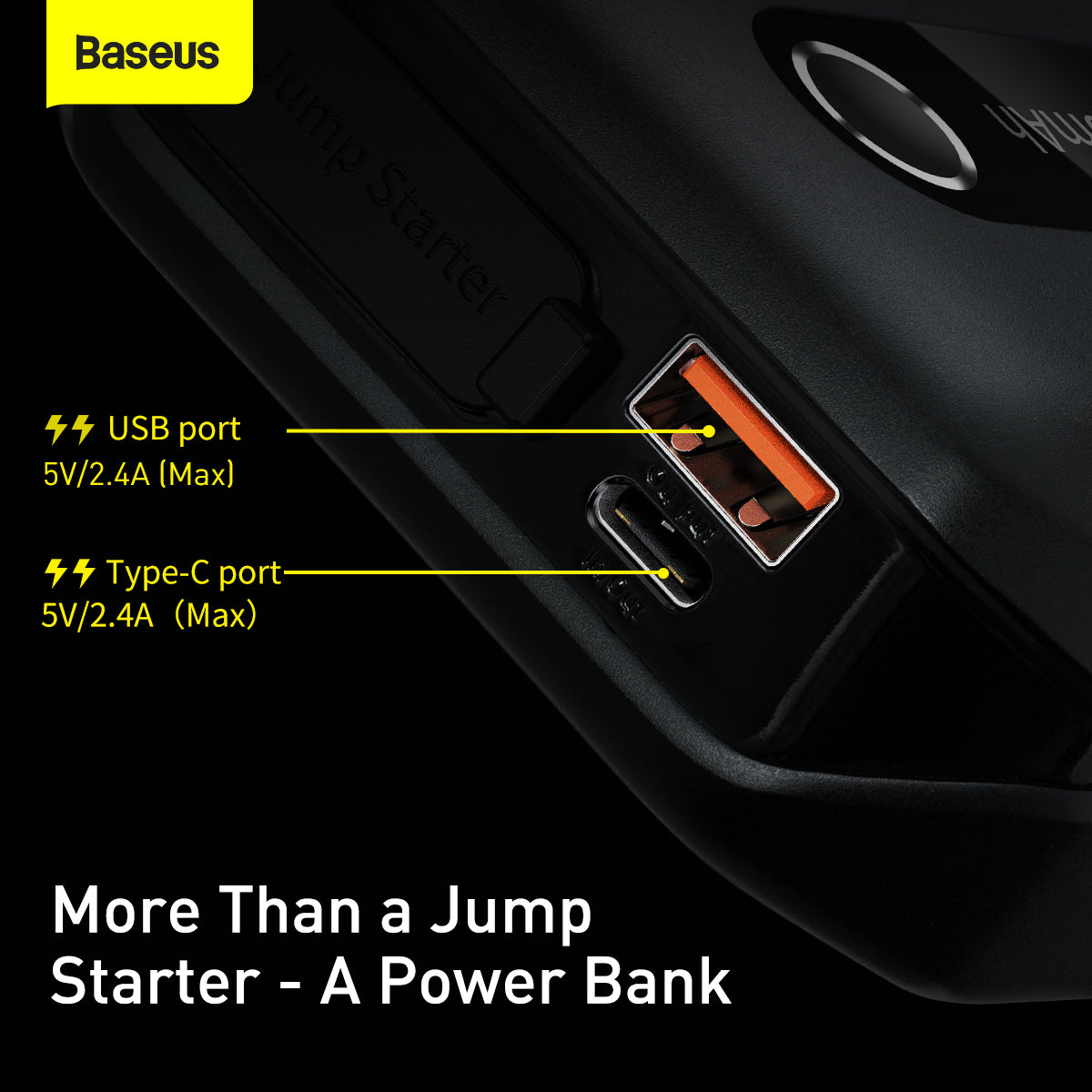 Baseus Super Energy Air Series 12V DC and USB Car Jump Starter Black