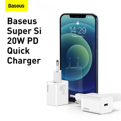 Baseus Super Si Quick Charger 1C 20W EU White With Iphone