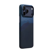 PITAKA Ultra‑Slim Aramid Fibre Case for iPhone 17 Pro Max Blue phone case with textured back on a white background