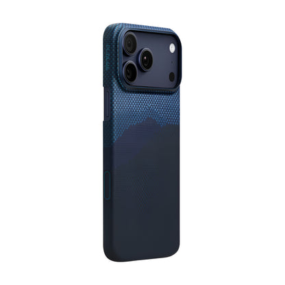 PITAKA Ultra‑Slim Aramid Fibre Case for iPhone 17 Pro Max Blue phone case with textured back on a white background