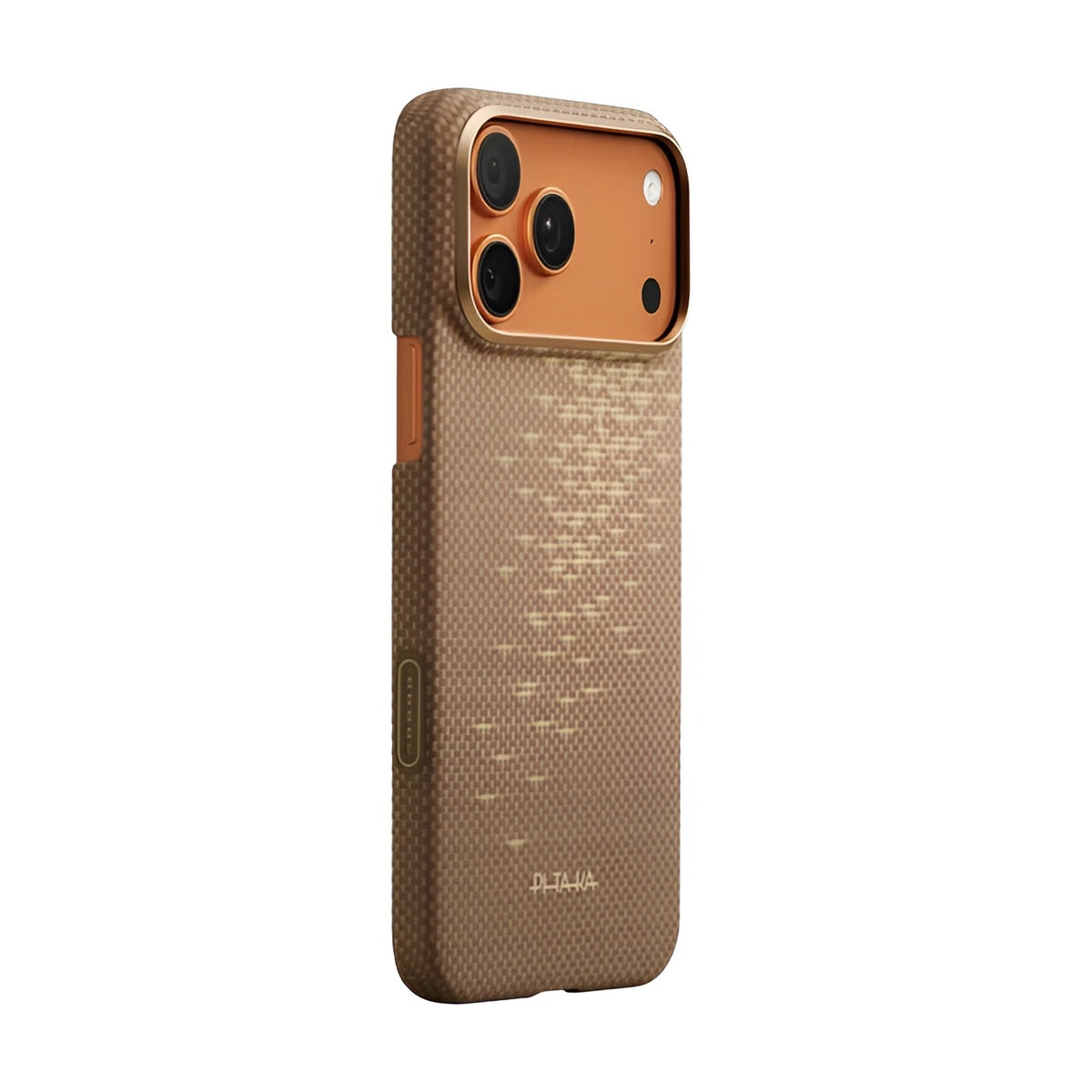 PITAKA Ultra‑Slim Aramid Fibre Case for iPhone 17 Pro Max Gold phone case with textured finish on a white background