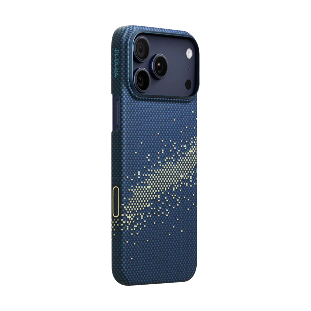 PITAKA Ultra‑Slim Aramid Fibre Case for iPhone 17 Pro Max Blue phone case with a textured pattern on a white background