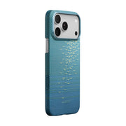 PITAKA Ultra‑Slim Aramid Fibre Case for iPhone 17 Pro Max Blue textured phone case on a white background
