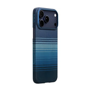 PITAKA Ultra‑Slim Aramid Fibre Case for iPhone 17 Pro Max Blue textured phone case on a white background