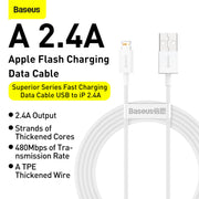 Baseus Superior Series Fast Charging Data Cable USB to iP 2.4A 1.5m