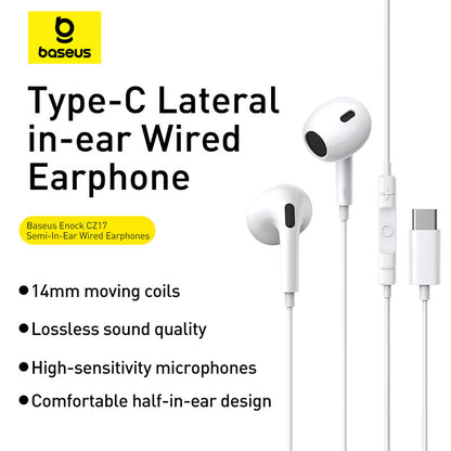 Baseus Encok CZ17 Semi-In-Ear Wired Earphones Moon White