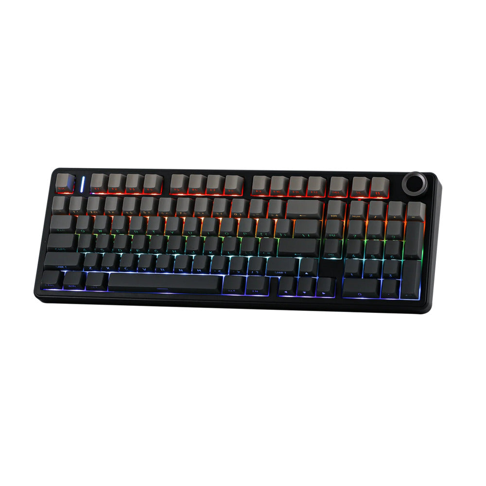 Mechanical keyboard with RGB lighting on a white background
