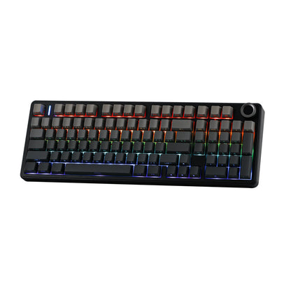 Mechanical keyboard with RGB lighting on a white background