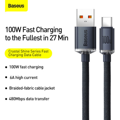 Baseus Crystal Shine Series 100W Fast Charging Data Cable USB to Type-C