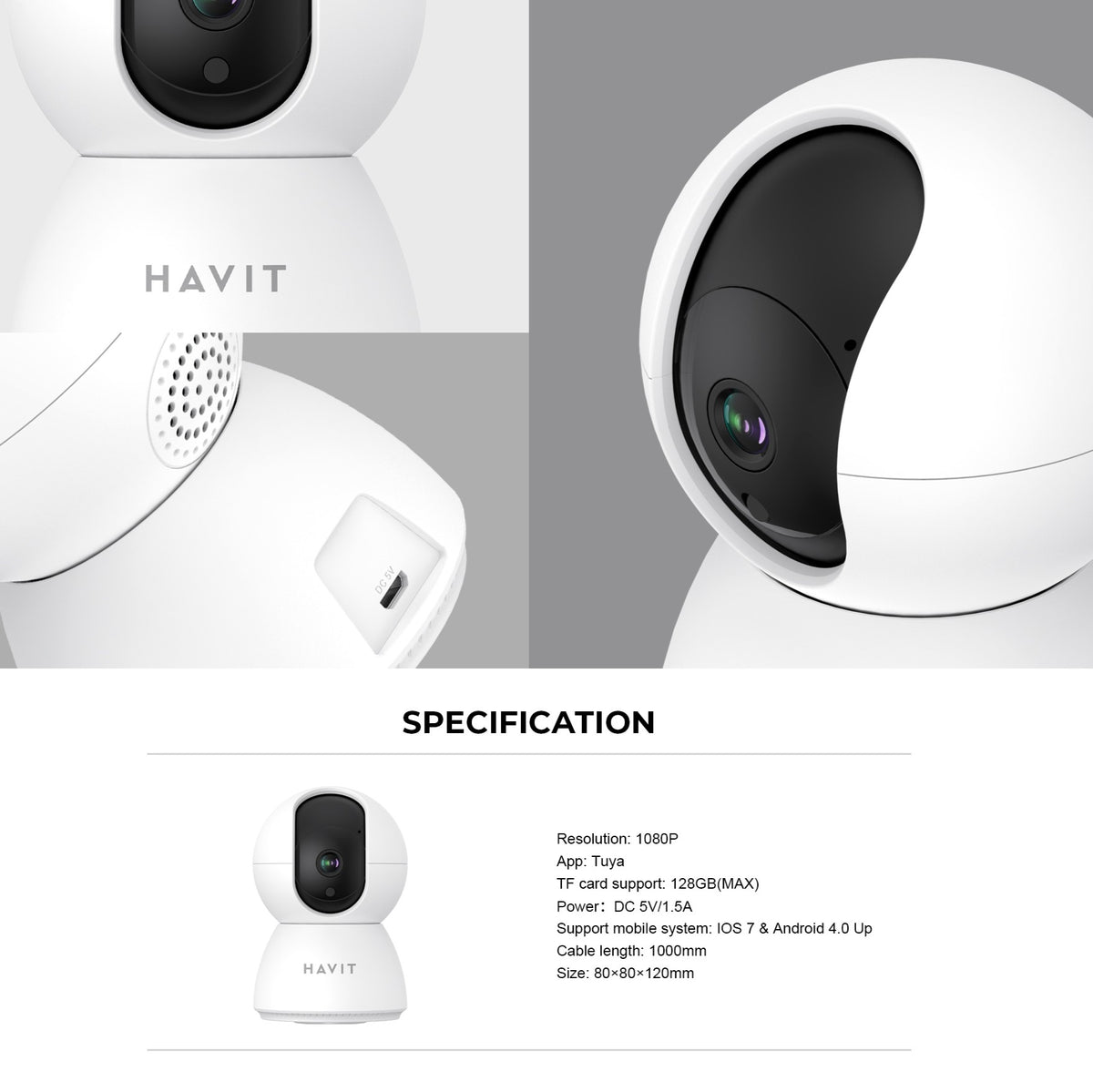 HAVIT IPC20 Smart IP Camera 1080P WiFi Pan Tilt Night Vision