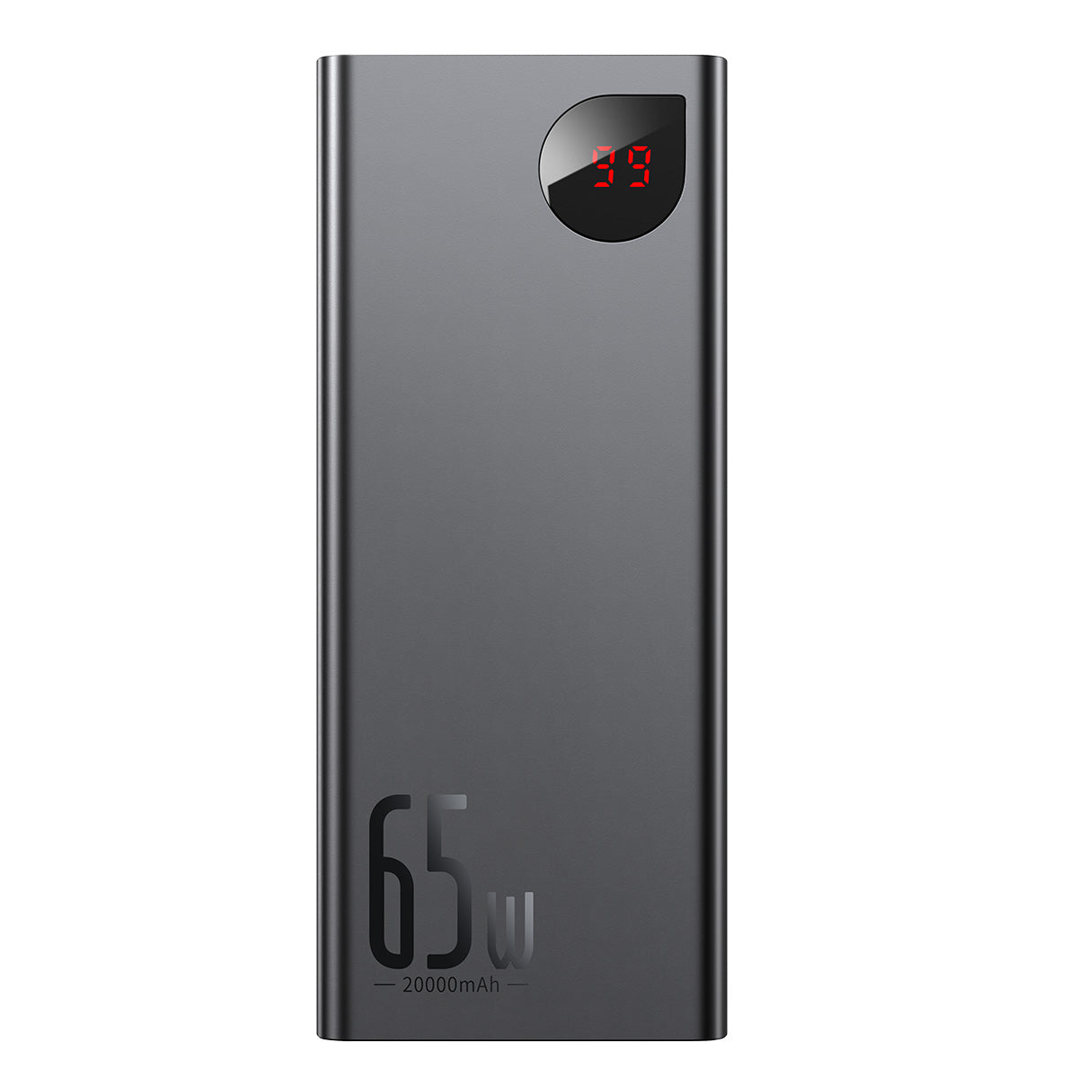 Baseus Adaman Series Laptop Power Bank 65W 20000mAh Black power bank with digital display on a white background