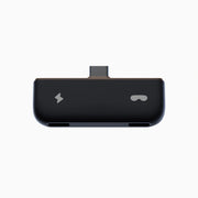 Rokid Hub USB‑C Adapter (Pass‑Through Charging, Switch Dock Mode, Dual USB‑C Out) Black USB-C adapter on a white background