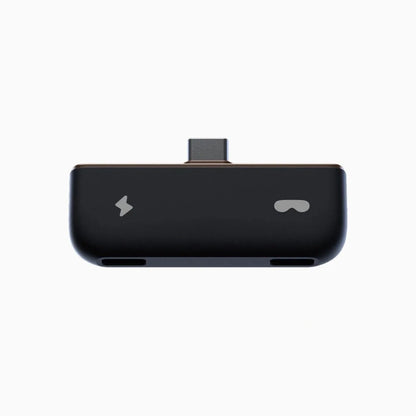 Rokid Hub USB‑C Adapter (Pass‑Through Charging, Switch Dock Mode, Dual USB‑C Out) Black USB-C adapter on a white background