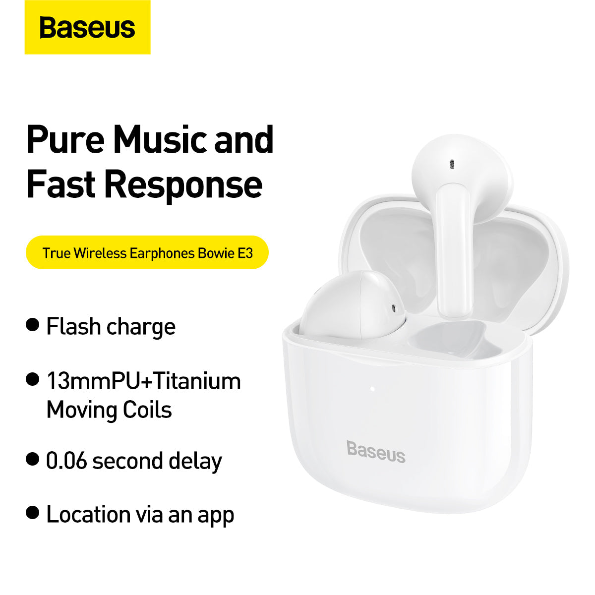 Baseus Bowie E3 True Wireless Earphones White
